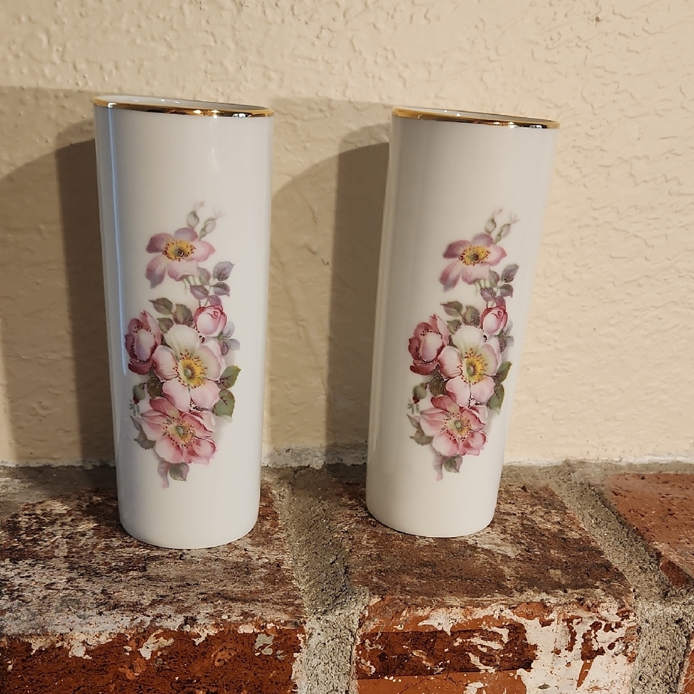 Porcelin Bud Vases -Gerold Porzellan Tettau Bavaria West Germany